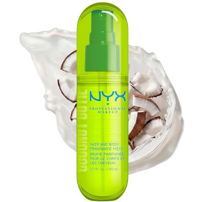 NYX PROFESSIONAL MAKEUP , Fat Oil Hair & Body Fragrance Mist, tropische Kokosnuss- und Pfirsichnoten, leichtes Spray für Haar und Körper, ideal zum Layering, vegane Formel, Coconut Cutie, 80 ml NYX PROFESSIONAL MAKEUP , Fat Oil Hair & Body Fragrance Mist, tropische Kokosnuss- und Pfirsichnoten, leichtes Spray für Haar und Körper, ideal zum Layering, vegane Formel, Coconut Cutie, 80 ml
