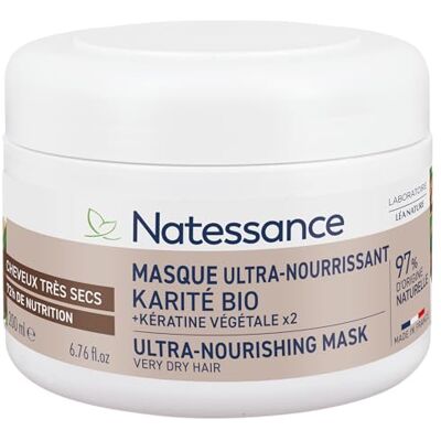 Natessance – Ultra-pflegende Maske mit Bio-Shea – sehr trockenes & geschädigtes Haar – intensive Ernährung & Glanz – 200 ml Natessance – Ultra-pflegende Maske mit Bio-Shea – sehr trockenes & geschädigtes Haar – intensive Ernährung & Glanz – 200 ml