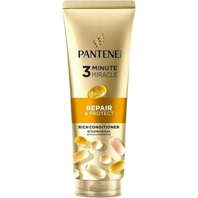 Pantene Pro-V Intensive Repair 3 Minute Miracle Conditioner für trockenes und strapaziertes Haar 220 ml. Die Formel Pro-V und Active Nutri-Plex. Nährt und hilft Schäden von der ersten Anwendung zu Pantene Pro-V Intensive Repair 3 Minute Miracle Conditioner für trockenes und strapaziertes Haar 220 ml. Die Formel Pro-V und Active Nutri-Plex. Nährt und hilft Schäden von der ersten Anwendung zu