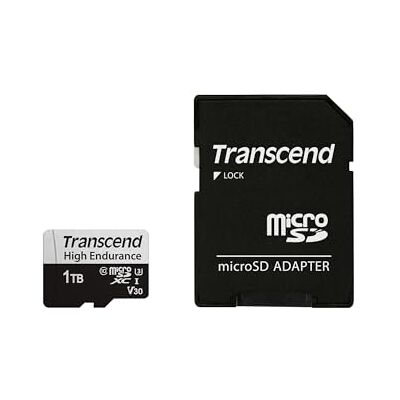 Transcend 1TB USD350V High Endurance microSD-Karte, 100 MB/s, U3, C10, V30 UHS-I microSDXC-Speicherkarte mit Adapter für Dashcam, Sicherheitskamera, Überwachungssystem Transcend 1TB USD350V High Endurance microSD-Karte, 100 MB/s, U3, C10, V30 UHS-I microSDXC-Speicherkarte mit Adapter für Dashcam, Sicherheitskamera, Überwachungssystem