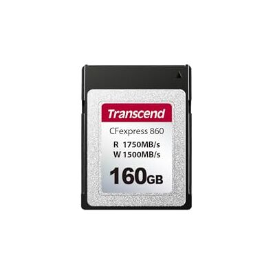 Transcend 160 GB CFexpress 860 2.0 Karte, 1750MB/s, Typ B, Gen3x2, 8K Speicherkarte in Kinoqualität für 8K-RAW-Videos und Fotos, Dauerleistung 1.300 MB/s Transcend 160 GB CFexpress 860 2.0 Karte, 1750MB/s, Typ B, Gen3x2, 8K Speicherkarte in Kinoqualität für 8K-RAW-Videos und Fotos, Dauerleistung 1.300 MB/s