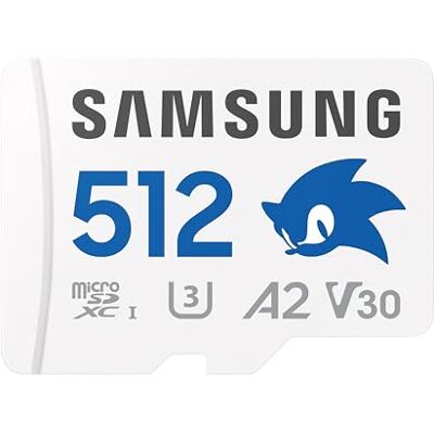 Samsung Sonic the Hedgehog(TM) microSD-Karte + SD-Adapter, Speicherkarte mit 512 GB, UHS-I U3, Full HD & 4K UHD, 180 MB/s Lesen, 130 MB/s Schreiben, Datenspeicher für Handheld-Konsolen, MB-MD512SA/LC1 Samsung Sonic the Hedgehog(TM) microSD-Karte + SD-Adapter, Speicherkarte mit 512 GB, UHS-I U3, Full HD & 4K UHD, 180 MB/s Lesen, 130 MB/s Schreiben, Datenspeicher für Handheld-Konsolen, MB-MD512SA/LC1