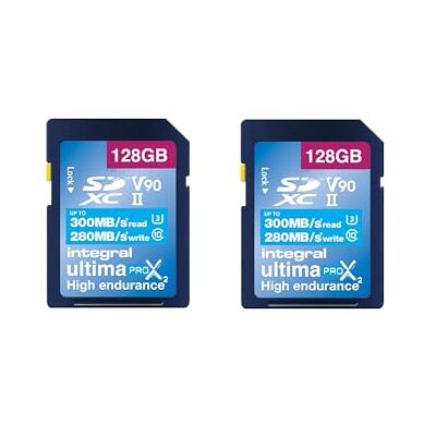 Integral 128GB 2-Pack UHS-II SD-Karte V90 Bis zu 300 MB/s Lesegeschwindigkeit und 280 MB/s Schreibgeschwindigkeit 1866X SDHC Professionelle Hochgeschwindigkeits-Speicherkarte Integral 128GB 2-Pack UHS-II SD-Karte V90 Bis zu 300 MB/s Lesegeschwindigkeit und 280 MB/s Schreibgeschwindigkeit 1866X SDHC Professionelle Hochgeschwindigkeits-Speicherkarte