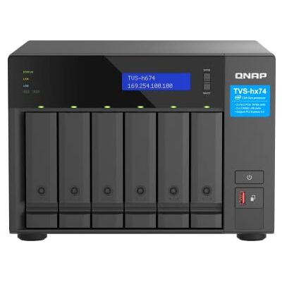 QNAP TVS-h674-i3-16G Intel Core i3 Prozessor, 16 GB RAM, PCIe Gen 4, Schwarz, 6 Bay QNAP TVS-h674-i3-16G Intel Core i3 Prozessor, 16 GB RAM, PCIe Gen 4, Schwarz, 6 Bay