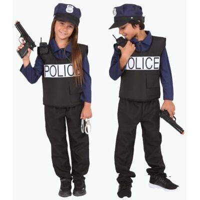 Rubie's Polizei-Kostüm für Kinder – Größe 3-10 Jahre – sehr komplettes Kostüm mit Hemd, Hose, Brustpanzer, Mütze, Handschellen, Pistole, Walkie-Talkie – für Karneval, Geburtstag Rubie's Polizei-Kostüm für Kinder – Größe 3-10 Jahre – sehr komplettes Kostüm mit Hemd, Hose, Brustpanzer, Mütze, Handschellen, Pistole, Walkie-Talkie – für Karneval, Geburtstag
