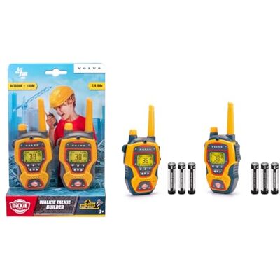 Dickie Toys Volvo Walkie Talkie Constructor (2er-Set) Funkgeräte im Baustellen-Look, 100 m Reichweite, BAU-Spielzeug für Kinder ab 4 Jahre, je 16 cm, inkl. Batterien Dickie Toys Volvo Walkie Talkie Constructor (2er-Set) Funkgeräte im Baustellen-Look, 100 m Reichweite, BAU-Spielzeug für Kinder ab 4 Jahre, je 16 cm, inkl. Batterien