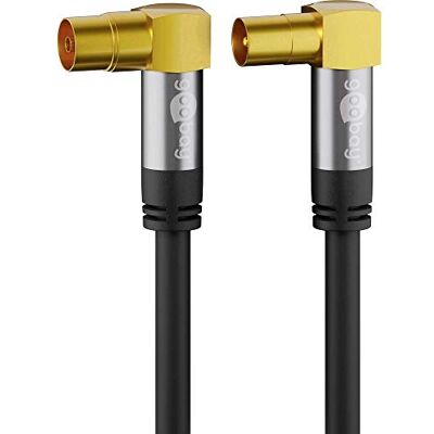 goobay 70475 TV-Antennenkabel, gewinkelt, Koax-Buchse 90° > Koax-Stecker 90°,135 dB, 4-fach geschirmt, vergoldet, schwarz (10,0m) goobay 70475 TV-Antennenkabel, gewinkelt, Koax-Buchse 90° > Koax-Stecker 90°,135 dB, 4-fach geschirmt, vergoldet, schwarz (10,0m)