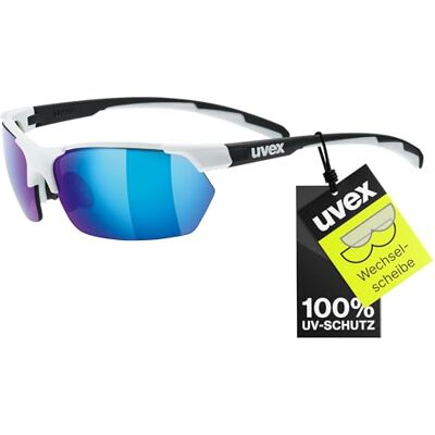 Uvex Sportstyle 114 Sport-Sonnenbrille Fahrradbrille – Wechselscheiben für flexible Lichtverhältnisse – white black matt/blue Uvex Sportstyle 114 Sport-Sonnenbrille Fahrradbrille – Wechselscheiben für flexible Lichtverhältnisse – white black matt/blue