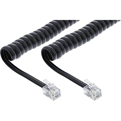 InLine Spiralkabel, RJ10 St/St, max. 4m schwarz, 1:1 belegt InLine Spiralkabel, RJ10 St/St, max. 4m schwarz, 1:1 belegt