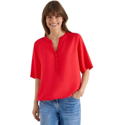 Cecil Kurzarm Bluse mit Split Neck Glazed Apple red L Cecil Kurzarm Bluse mit Split Neck Glazed Apple red L