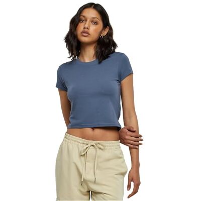 Urban Classics Damen Ladies Stretch Jersey Cropped Tee T-Shirt, vintageblue, S Urban Classics Damen Ladies Stretch Jersey Cropped Tee T-Shirt, vintageblue, S