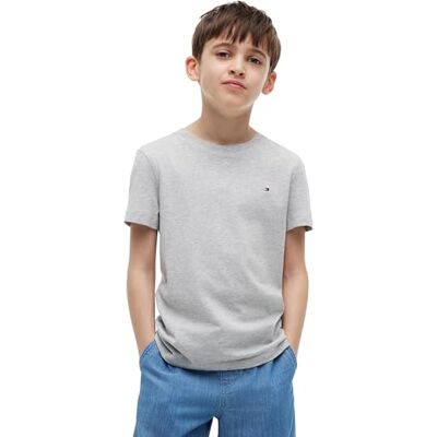 Tommy Hilfiger Jungen Boys Basic Cn Knit S/S Kb0kb04140 Kurzarm Strickoberteile, Grau (Grey Heather), 104 EU Tommy Hilfiger Jungen Boys Basic Cn Knit S/S Kb0kb04140 Kurzarm Strickoberteile, Grau (Grey Heather), 104 EU