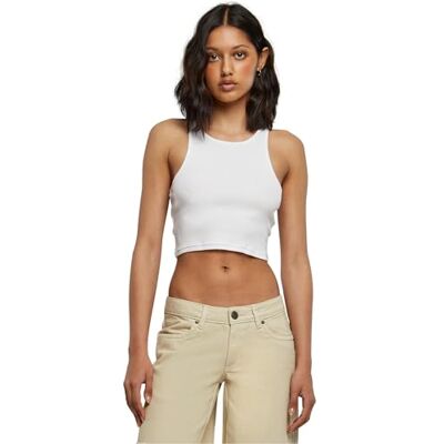Urban Classics Damen Ladies Cropped Rib Top White, XS Urban Classics Damen Ladies Cropped Rib Top White, XS