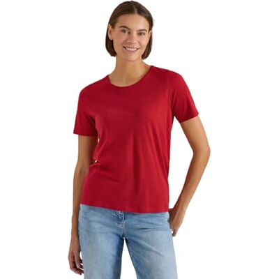 Cecil Basic T-Shirt mit Rundhals in Unifarbe tamarillo red S Cecil Basic T-Shirt mit Rundhals in Unifarbe tamarillo red S