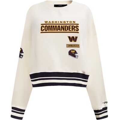 Pro Standard Womens NFL Washington Commanders Retro Classics Crewneck Sweatshirt Eggshell/Black XL Pro Standard Womens NFL Washington Commanders Retro Classics Crewneck Sweatshirt Eggshell/Black XL