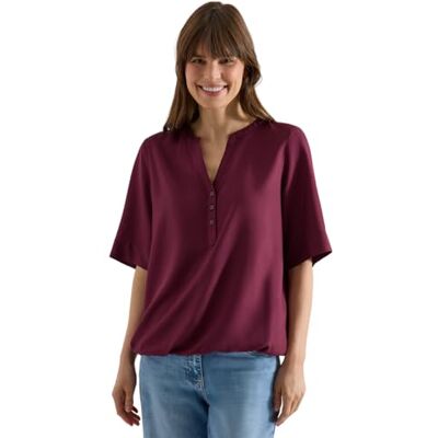 Cecil Bluse mit Split Neck und Elastiksaum Sweet Grape red XS Cecil Bluse mit Split Neck und Elastiksaum Sweet Grape red XS