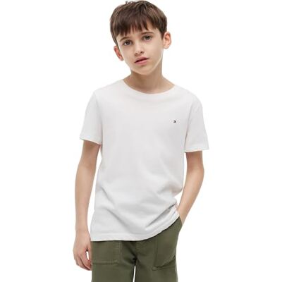 Tommy Hilfiger Jungen Boys Basic Cn Knit S/S Kb0kb04140 Kurzarm Strickoberteile, Weiß (Bright White), 122 EU Tommy Hilfiger Jungen Boys Basic Cn Knit S/S Kb0kb04140 Kurzarm Strickoberteile, Weiß (Bright White), 122 EU