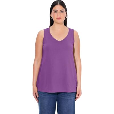 Ulla Popken Damen große Größen Übergrößen Plus Size Top, V-Ausschnitt, Classic, ärmellos Ulla Popken Damen große Größen Übergrößen Plus Size Top, V-Ausschnitt, Classic, ärmellos