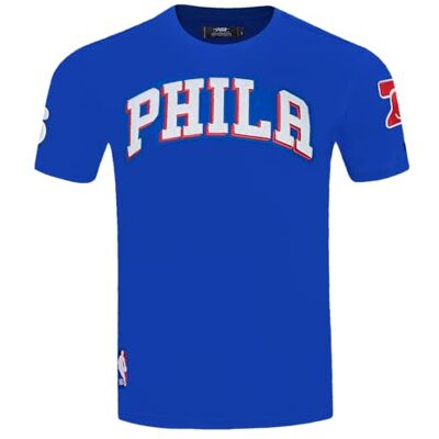 Pro Standard Mens NBA Philadelphia 76ers Classic Chenille Short Sleeve Tee Royal Blue S Pro Standard Mens NBA Philadelphia 76ers Classic Chenille Short Sleeve Tee Royal Blue S