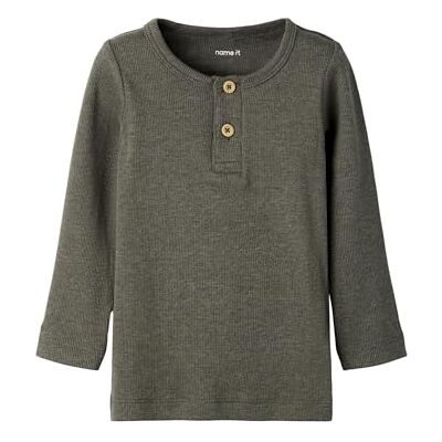 NAME IT Jungen Nmmkab Ls Top Noos Langarm Shirt, Dusty Olive/Detail:melange, 86 NAME IT Jungen Nmmkab Ls Top Noos Langarm Shirt, Dusty Olive/Detail:melange, 86