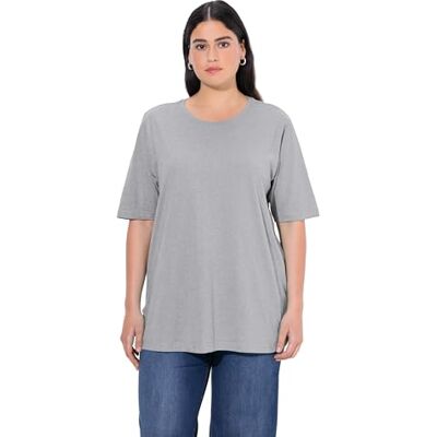 Ulla Popken Damen Shirt hellgrau mélange 54+ Ulla Popken Damen Shirt hellgrau mélange 54+
