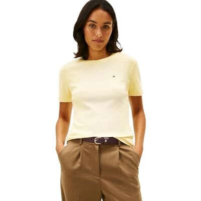 Tommy Hilfiger Damen Slim Cody C-NK SS WW0WW40587 S/S T-Shirt, Gelb (Zesty Yellow), L, Gelb (Zesty Yellow), L Tommy Hilfiger Damen Slim Cody C-NK SS WW0WW40587 S/S T-Shirt, Gelb (Zesty Yellow), L, Gelb (Zesty Yellow), L