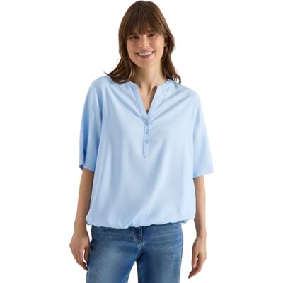 Cecil Bluse mit Split Neck und Elastiksaum Light Sky Blue S Cecil Bluse mit Split Neck und Elastiksaum Light Sky Blue S