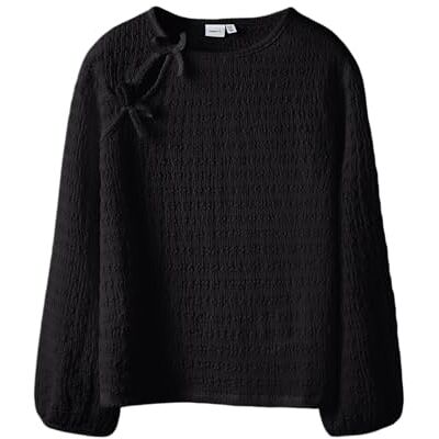NAME IT Mädchen Nkfbelindo Ls Nreg Top, Black, 116 NAME IT Mädchen Nkfbelindo Ls Nreg Top, Black, 116