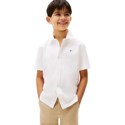 Tommy Hilfiger Boy's Stretch Oxford Shirt Ss KB0KB09554 Shirts, Weiß (Weiß), 2 Jahre Tommy Hilfiger Boy's Stretch Oxford Shirt Ss KB0KB09554 Shirts, Weiß (Weiß), 2 Jahre