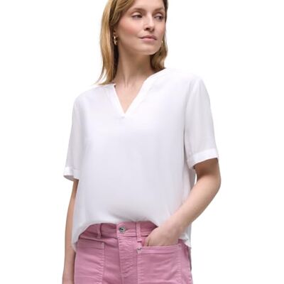 Street One Bluse mit Split Neck und Turn-Up White 34 Street One Bluse mit Split Neck und Turn-Up White 34