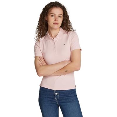 Tommy Hilfiger Damen Poloshirt Kurzarm Slim Fit, Rosa (Delicate Pink), XL Tommy Hilfiger Damen Poloshirt Kurzarm Slim Fit, Rosa (Delicate Pink), XL
