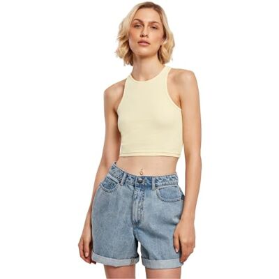 Urban Classics Damen Cropped Rib Top voor Dames T Shirt, Softyellow, L EU Urban Classics Damen Cropped Rib Top voor Dames T Shirt, Softyellow, L EU