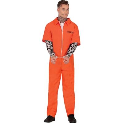 FIESTAS GUIRCA Gangster Häftling Halloween Kostüm Herren (48-50/M) Oranger Sträfling Overall mit Tattoo Ärmel für Karneval Fasching Tätowierter Gefangener Kostüm Herren Halloween Orange FIESTAS GUIRCA Gangster Häftling Halloween Kostüm Herren (48-50/M) Oranger Sträfling Overall mit Tattoo Ärmel für Karneval Fasching Tätowierter Gefangener Kostüm Herren Halloween Orange