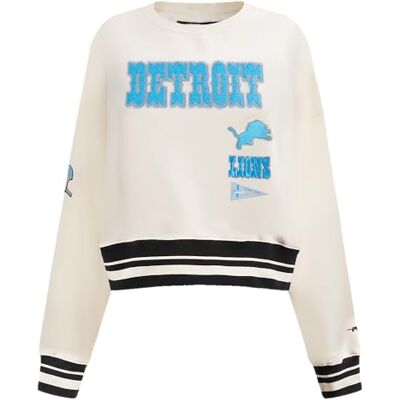 Pro Standard Womens NFL Detroit Lions Retro Classics Crewneck Sweatshirt Eggshell/Black Xs Pro Standard Womens NFL Detroit Lions Retro Classics Crewneck Sweatshirt Eggshell/Black Xs