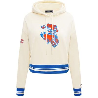 Pro Standard Womens NFL Denver Broncos Retro Classics Cropped Kapuzensweatshirt Eggshell/Royalblau Blau XL Pro Standard Womens NFL Denver Broncos Retro Classics Cropped Kapuzensweatshirt Eggshell/Royalblau Blau XL