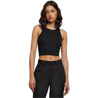 Urban Classics Damen Ladies Cropped Rib Top Black, L Urban Classics Damen Ladies Cropped Rib Top Black, L