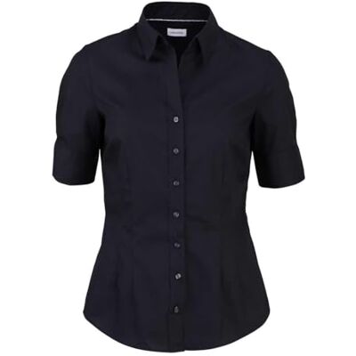 Seidensticker Damen Bluse Hemdbluse Kelchkragenbluse Klassisch Elegant Bügelleicht Slim Fit Kurzarm Uni 100% Baumwolle Seidensticker Damen Bluse Hemdbluse Kelchkragenbluse Klassisch Elegant Bügelleicht Slim Fit Kurzarm Uni 100% Baumwolle