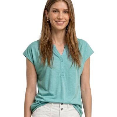 Street One Dropped Shoulder Shirt mit Split Neck Misty Mint 46 Street One Dropped Shoulder Shirt mit Split Neck Misty Mint 46