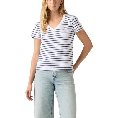 Levi's Perfect Vneck Emily Stripe Bright White Levi's Perfect Vneck Emily Stripe Bright White