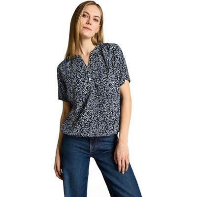 TOM TAILOR Damen 1049796 Bluse, 40264-Navy Small Leaves Design, 34 TOM TAILOR Damen 1049796 Bluse, 40264-Navy Small Leaves Design, 34