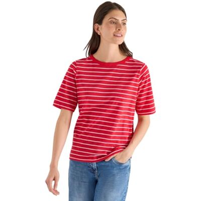 Cecil T-Shirt mit Boatneck und Streifen Glazed Apple red XXL Cecil T-Shirt mit Boatneck und Streifen Glazed Apple red XXL