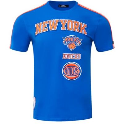 Pro Standard Mens NBA New York Knicks Retro Classics Taping Tee Royal Blue/Orange L Pro Standard Mens NBA New York Knicks Retro Classics Taping Tee Royal Blue/Orange L