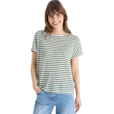 Cecil T-Shirt mit Boatneck und Streifen just Khaki M Cecil T-Shirt mit Boatneck und Streifen just Khaki M