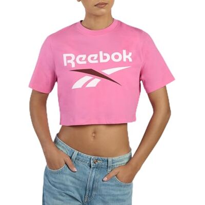Reebok Damen Sadie 2 Colour Logo CRW Cropped Ss Tee T-Shirt Reebok Damen Sadie 2 Colour Logo CRW Cropped Ss Tee T-Shirt