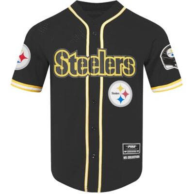 Pro Standard Mens NFL Pittsburgh Steelers Mesh Button Down Mesh Top Black/Yellow XL Pro Standard Mens NFL Pittsburgh Steelers Mesh Button Down Mesh Top Black/Yellow XL