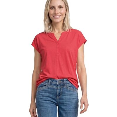 Street One Dropped Shoulder Shirt mit Split Neck Sunset red 40 Street One Dropped Shoulder Shirt mit Split Neck Sunset red 40
