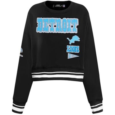 Pro Standard Womens NFL Detroit Lions Retro Classics Crewneck Sweatshirt Black XL Pro Standard Womens NFL Detroit Lions Retro Classics Crewneck Sweatshirt Black XL