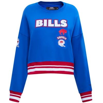 Pro Standard Womens NFL Buffalo Bills Retro Classics Crewneck Sweatshirt Royal Blue/Red XL Pro Standard Womens NFL Buffalo Bills Retro Classics Crewneck Sweatshirt Royal Blue/Red XL