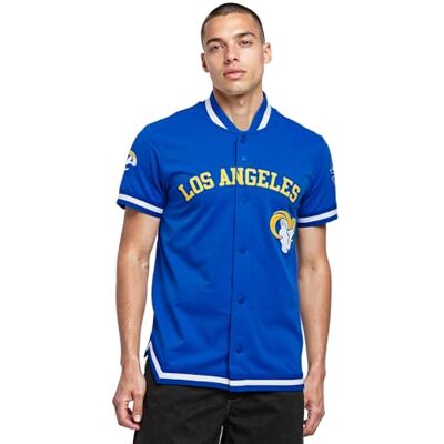 Pro Standard Herren Mens NFL Classic Chenille Cotton Double Knit Button Down T‑Shirt Pro Standard Herren Mens NFL Classic Chenille Cotton Double Knit Button Down T‑Shirt