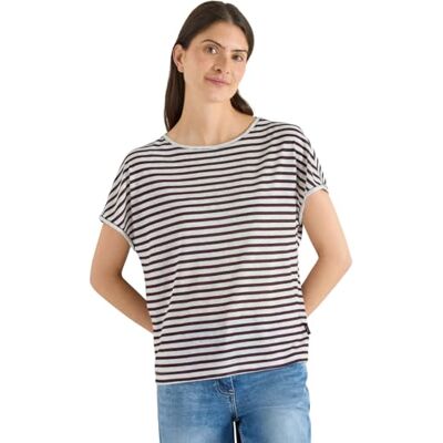 Cecil T-Shirt mit Boatneck und Streifen Rich Burgundy S Cecil T-Shirt mit Boatneck und Streifen Rich Burgundy S